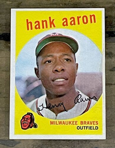 1959 HANK AARON TOPPS 380 ORIGINAL ROOKIE ERA BASEBALL CARD NEAR MINT