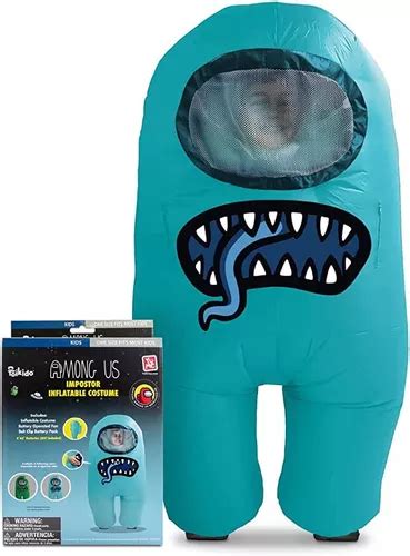 Disfraz Inflable De Tripulante Among Us Cyan Impostor Crewmate Astronauta Para Niños Envio