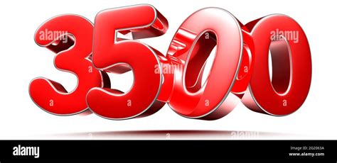 Rounded Red Numbers 3500 On White Background 3d Illustration With