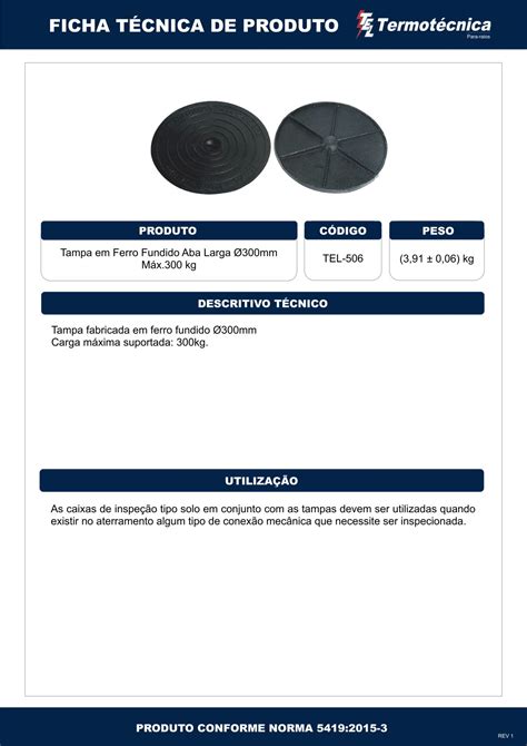 Tampa Ferro Fundido Abalarga Diam 300Mm Carga Max 300Kg Tel 506