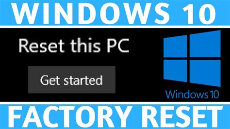 Windows 10 Factory Reset How To Reset Your Computer To Factory Settings Youtube