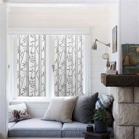 Lemon Cloud Bamboo Window Film Privacy Frosted Window Film Non Adhesive Static Cling Decorative