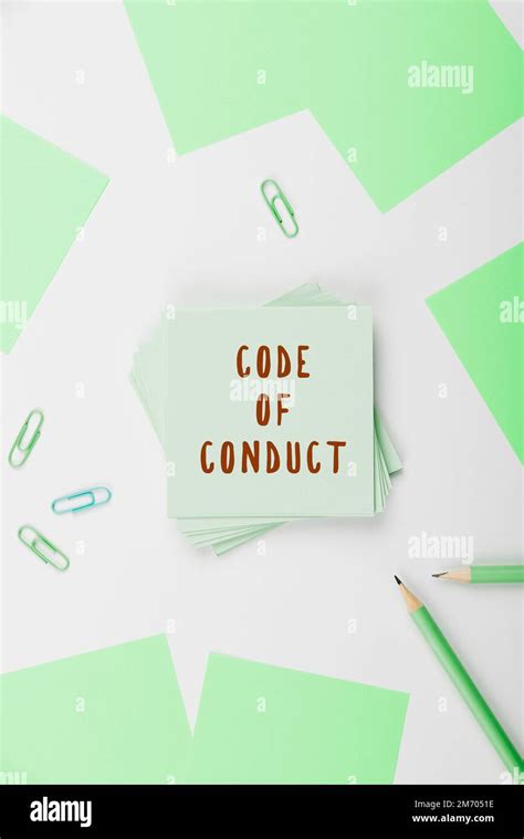 Hand Writing Sign Code Of Conduct Concept Meaning Ethics Rules Moral