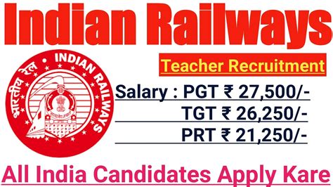 Indian Railways School Teacher Recruitment 2022 Railway School