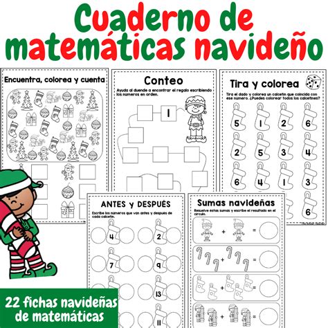 Cuaderno De Matemáticas Navideño Ed Infantil Y Primaria