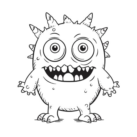 Funny Monster Coloring Page Cartoon Outline Sketch Drawing Vector