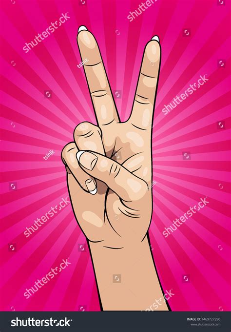 Female Hand Victory Sign Rialistic Style Stock Vector Royalty Free