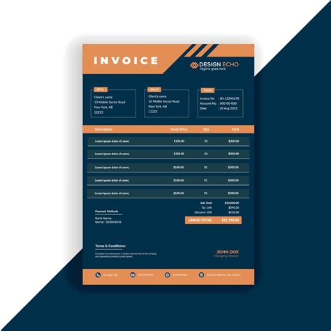 Business Invoice Template Clean Modern Corporate Invoice Design