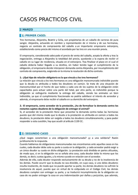 Casos Pr Cticos Civil Casos Practicos Civil Marzo Primer Caso