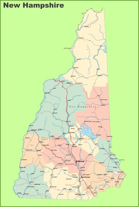 Road Map Of New Hampshire With Cities