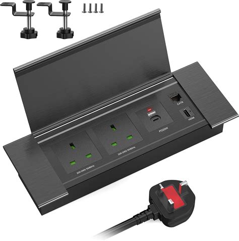 Desk Power Strip With USB C PD20W Aluminum Recessed Power Socket With