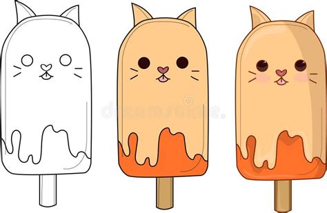 Cute Cat Ice Cream Stock Vector Illustration Of Child 116340735