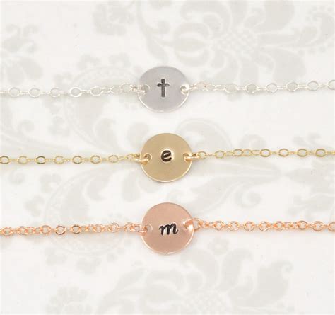 Single Initial Bracelet Gold Rose Gold Filled Silver - Etsy