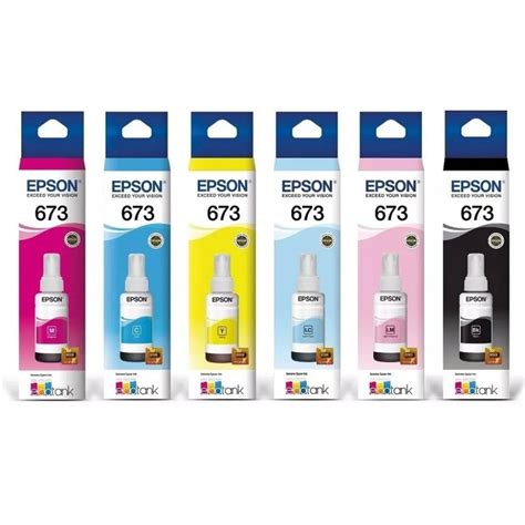 Pack De 6 Botellas De Tinta Epson T673 L1800 L805 L810 L850 IMPRESORAS