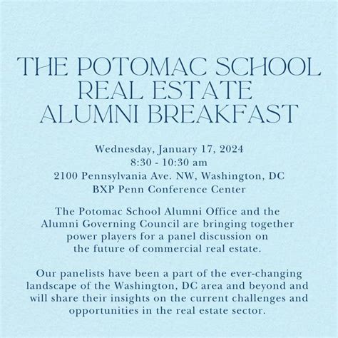 Laura Miller on LinkedIn: You're invited to The Potomac School Real Estate Alumni Breakfast on…