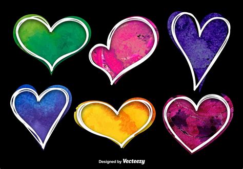 Colorful Watercolor Heart Vectors 104072 Vector Art At Vecteezy