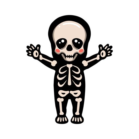 Cute Halloween Skeleton Cartoon Raising Hands Vector Art At