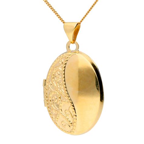 9ct Yellow Gold Embossed Oval Locket | Buy Online | Free Insured UK ...