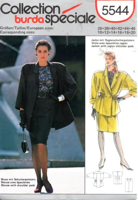 VINTAGE BURDA SEWING Pattern 5544 Misses Jacket And Skirt Size 10 20