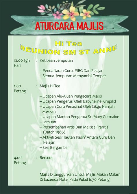 Aturcara Majlis Makan Malam Dominiquetarobeck