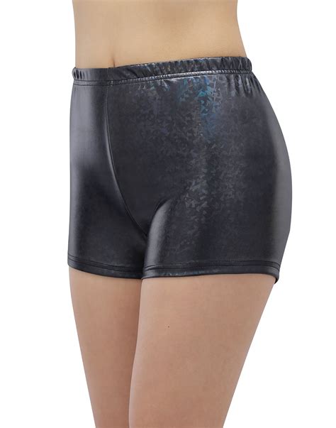 Hde Hde Dance Shorts For Women Metallic Spandex Shiny Holographic