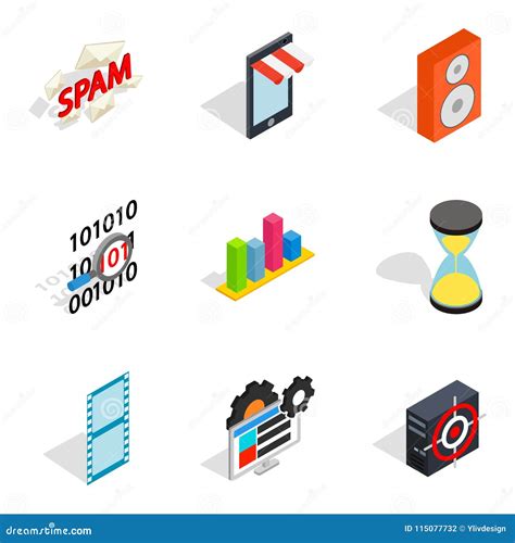 Web Setup Icons Set Isometric Style Stock Vector Illustration Of