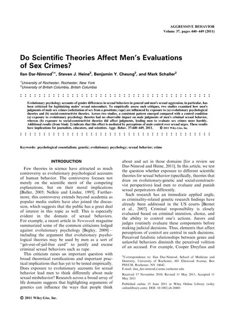 Pdf Do Scientific Theories Affect Mens Evaluations Of Sex Crimes