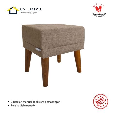 Jual Univio Kursi Meja Rias Pouf Puff Stool Canvas Daphnie Kaki Retro