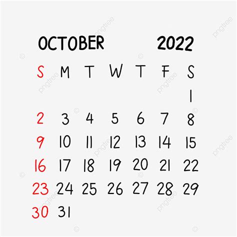 Calendar October Png Picture October Simple Calendar October