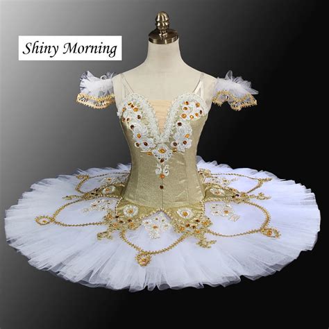 Professional Ballet Tutus Classical Ballet Costume Women Gold White