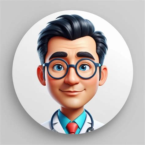 Premium Photo D Render Man Doctor Avatar Round Sticker With Cartoon