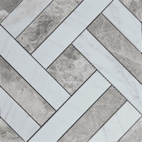 Zebra Basketweave Carrara Tundra Grey Honed Marble Mosaic Tiles Size