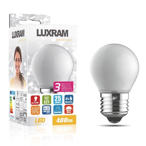 Luxram Classic E27 Dimmable Warm White Frosted Led Golf Ball 4w 2700k