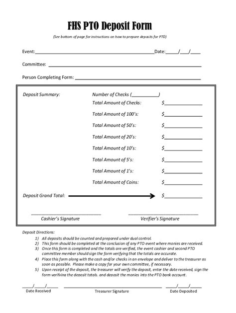 Fillable Online Pto Cash Check Deposit Form Fax Email Print Pdffiller