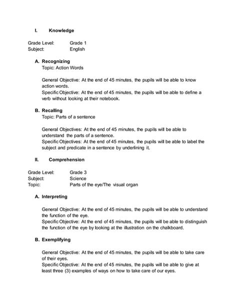 Assessment 1 Writing General And Specific Objectives PDF