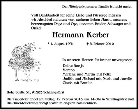 Traueranzeigen Von Hermann Kerber Trauer Flz De