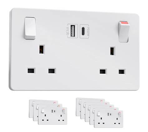 Double Plug Socket With Usb C W Pd Super Fast Charging Usb A W Qc