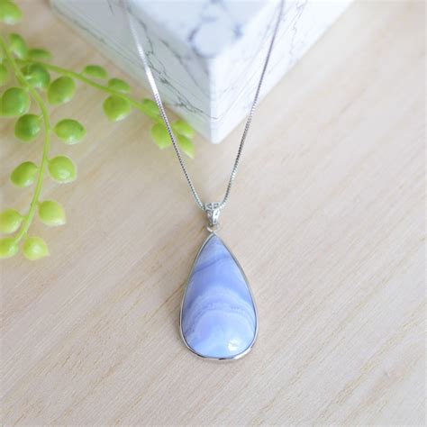 S Blue Lace Agate Pendant For Clarity And Divine Guidance