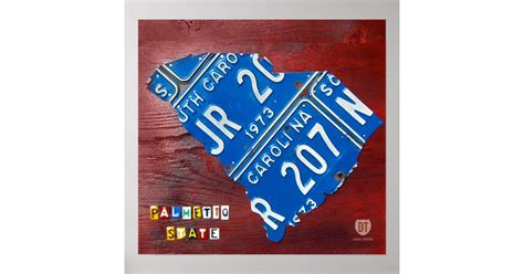 South Carolina License Plate Map / Design Turnpike Poster | Zazzle