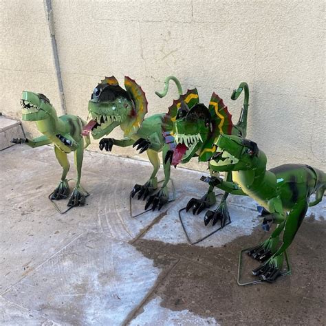 Metal Yard Art Dinosaur Etsy