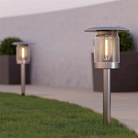 Solar Prik Lamp Chroom Design Set Stuks Solartuinverlichting Be