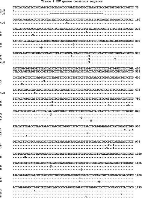 Consensus Sequence Of The Hbv Dna Genome Recovered From Tissue Hcc