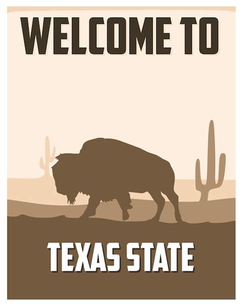 Bienvenido Al Estado De Texas Con Silueta De Bisonte Vector Premium