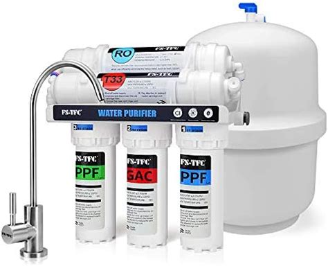 FS TFC 5 Stage Reverse Osmosis Water Filtration System 100GPD Fast Flow