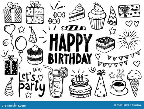 Birthday Doodles And Sketches Stock Vector Illustration Of Collection