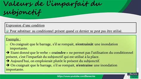 Valeurs de limparfait du subjonctif Bien écrire