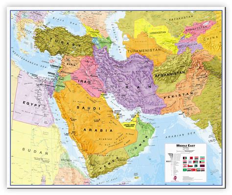 Large Middle East Wall Map Political Paper Images The Best Porn Website