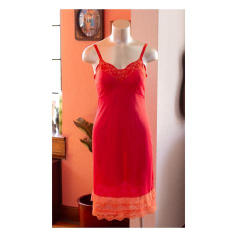 Vintage Lace Slip Dress Hot Pink Orange Vintage Lingerie Etsy