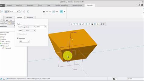 Extrude Tutorial Of Creo 5 0 For Beginners Students YouTube