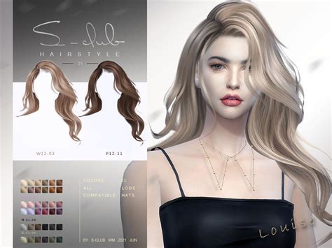 Mi Long Hair Wavy Hair For Female Louise By S Club The Sims 4 Catalog